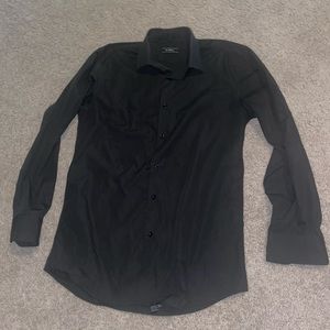 Slim Fit M black long sleeve button up